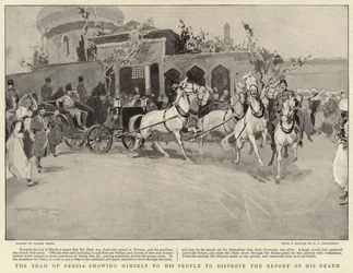 The Shah of Persia showing himself to his People to disprove the Report of his Death